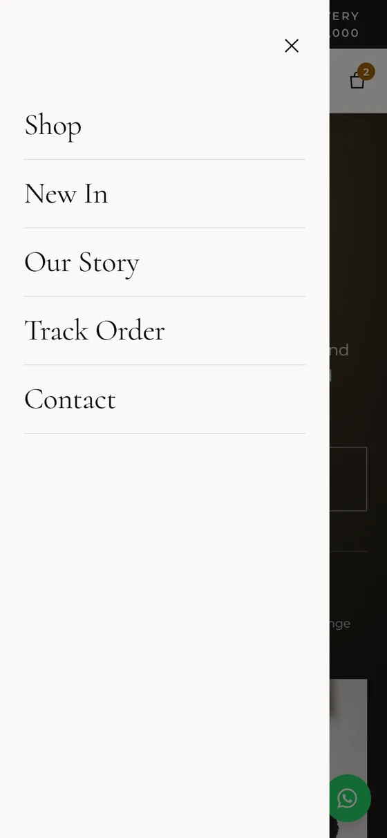 Slide-in navigation menu on a phone
