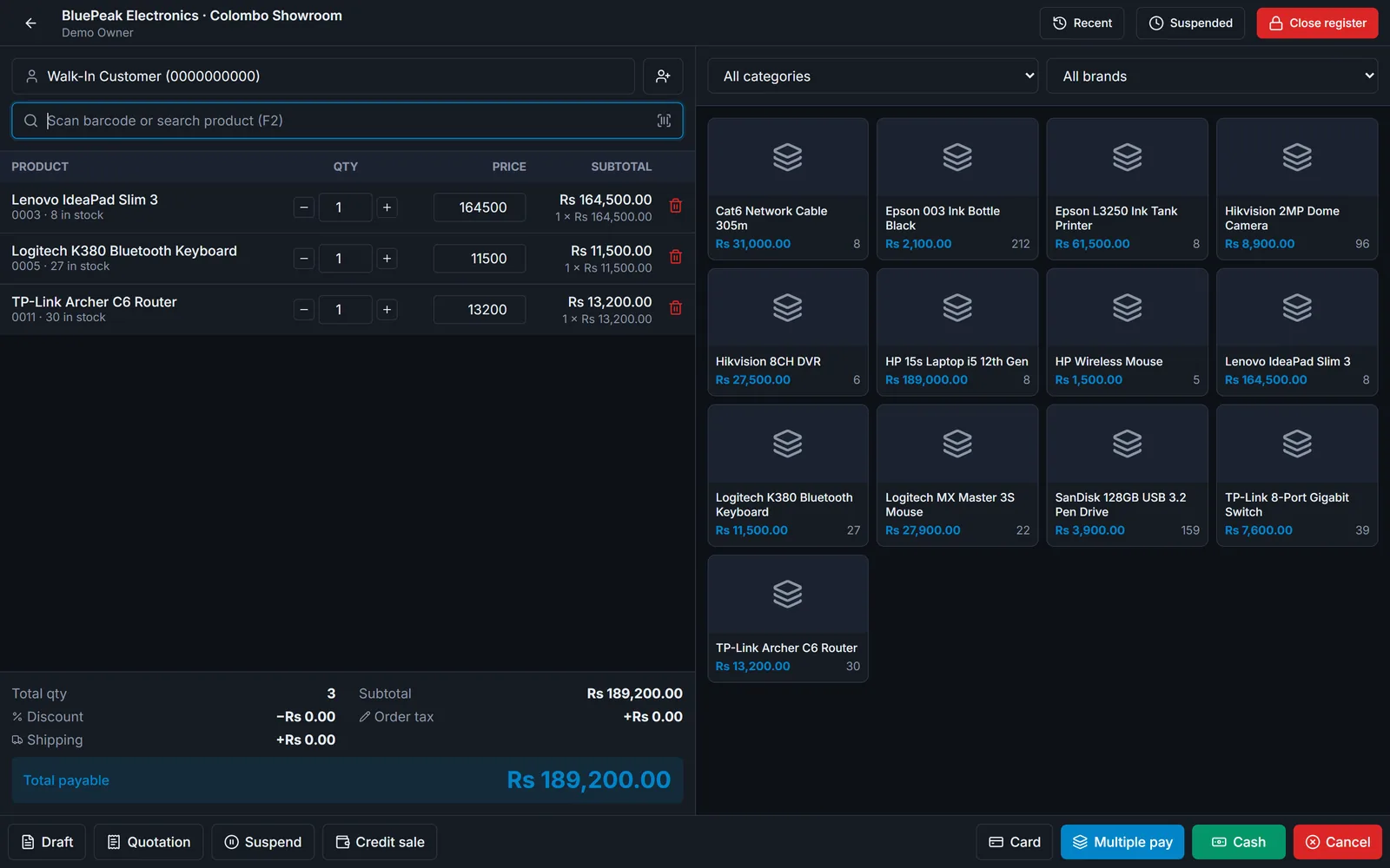 POS in dark mode